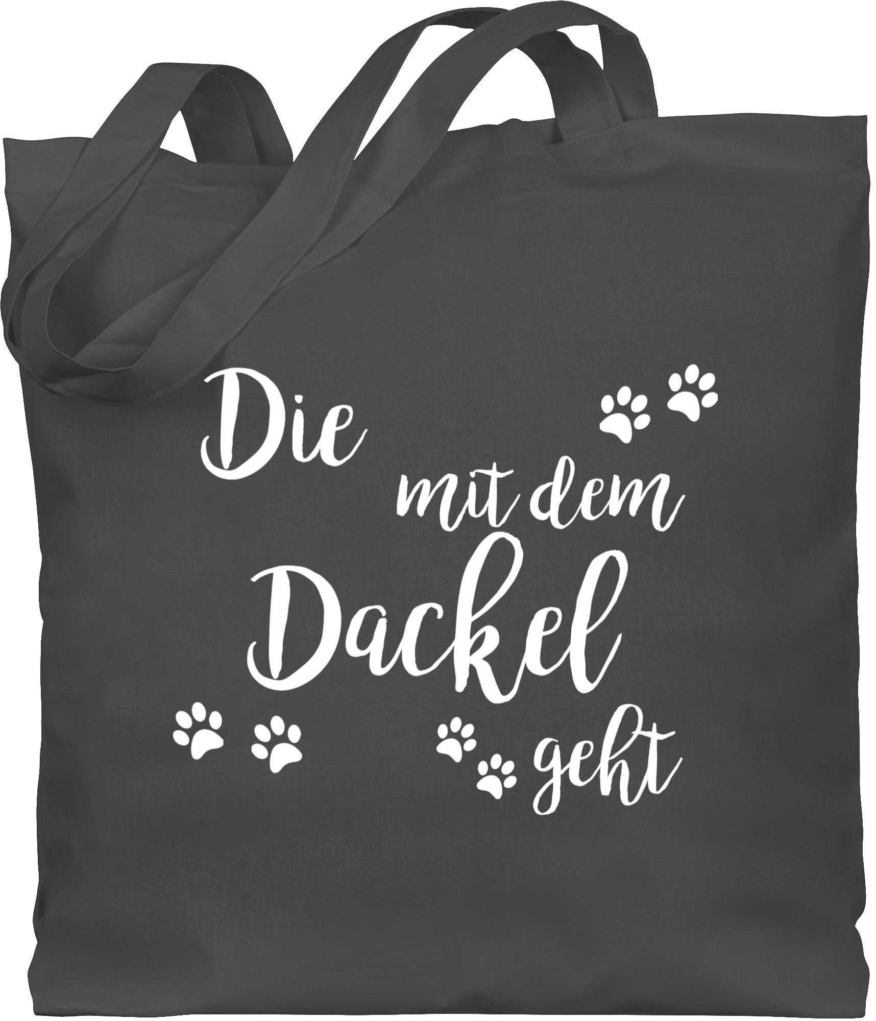 Shirtracer Umhängetasche »Die mit dem Dackel geht weiß Sprüche